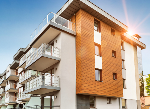 Modern residential apartment building in Toowoomba with balconies and contemporary architecture.