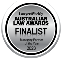 Legal awards finalist badge for property, business, civil disputes and construction law in Queensland.
