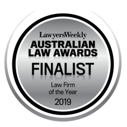Australian Law Awards finalist badge for property, business, and civil law, Toowoomba.