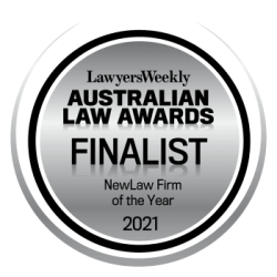 Australian Law Awards finalist badge 2021 for property, business and civil dispute law in Toowoomba.