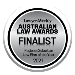 High-quality image of the Australian Law Awards finalist badge for Toowoomba law firm Enterprise Legal.