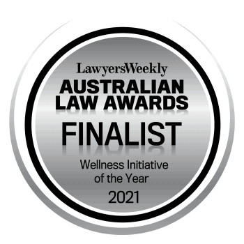 Australian Law Awards finalist badge for Toowoomba law firm specializing in property, business, civil disputes, and construction law.